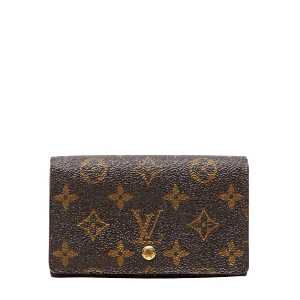Louis Vuitton Monogram Portemonnaie Billet Tresor Bi fold Wallet Brown Leather